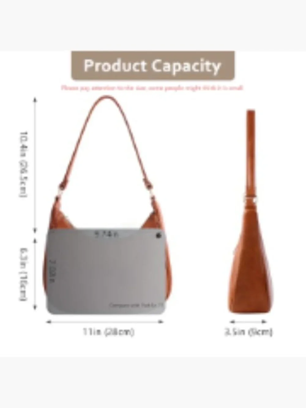 Women Hobo Shoulder Bag Soft Vegan Leather Crossbody Purse w/ Back Zipper Pocket